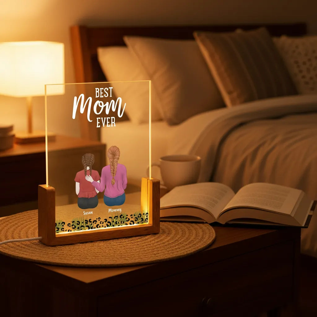 Personalized Mother and Her Children Night Light Always with Me Gift for Mom