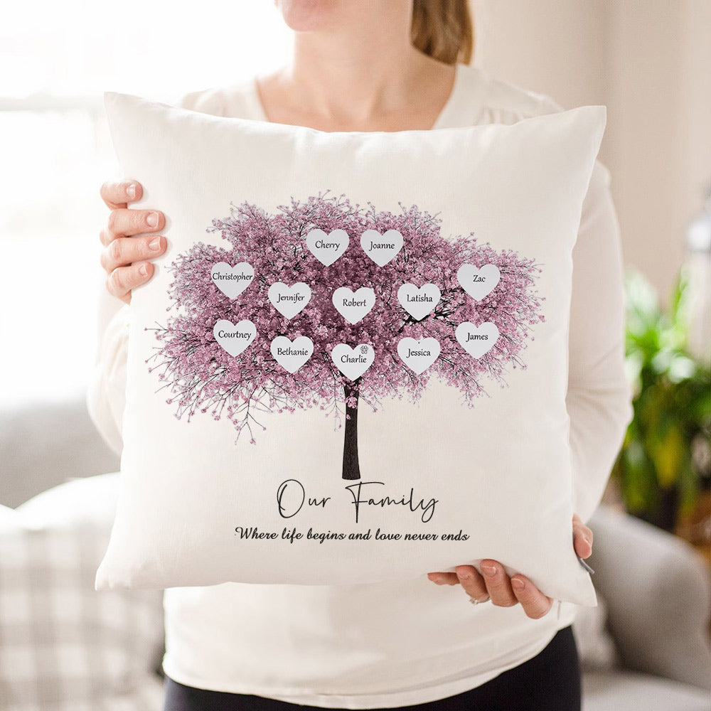 Custom Personalized Family Tree Throw Pillow Mother's Day Family Tree Keepsake Unique Genealogy Gift