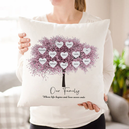 Custom Personalized Family Tree Throw Pillow Mother's Day Family Tree Keepsake Unique Genealogy Gift