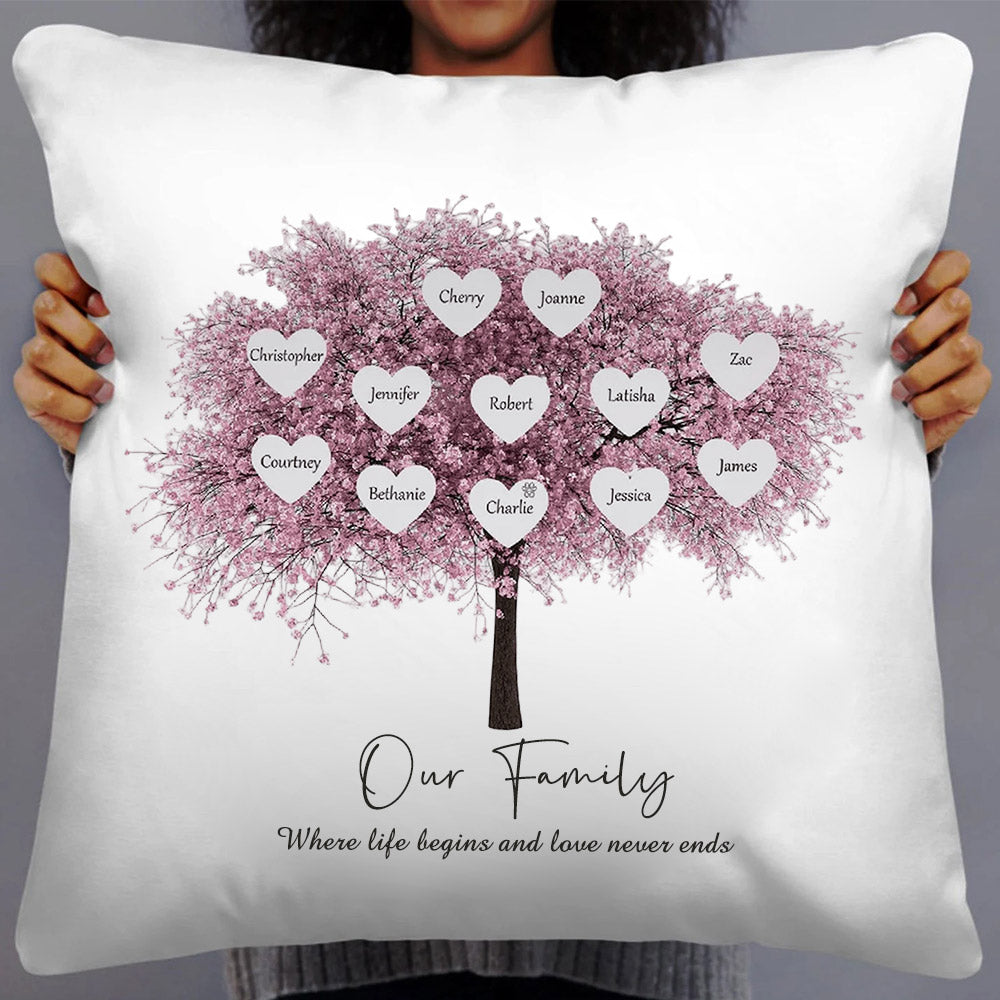 Custom Personalized Family Tree Throw Pillow Mother's Day Family Tree Keepsake Unique Genealogy Gift