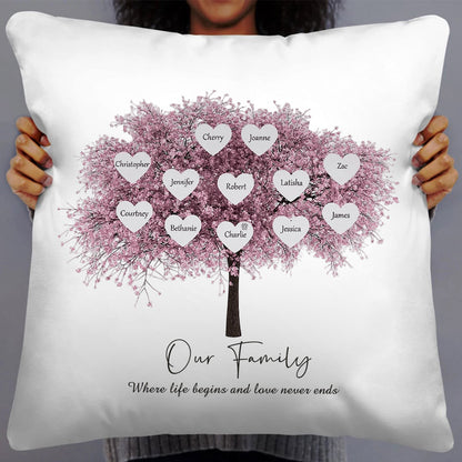 Custom Personalized Family Tree Throw Pillow Mother's Day Family Tree Keepsake Unique Genealogy Gift