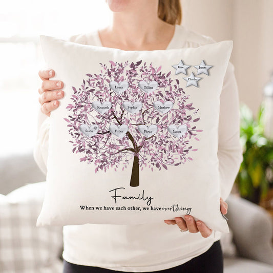 Custom Personalized Family Tree Throw Pillow Mother's Day Family Tree Keepsake Unique Genealogy Gift