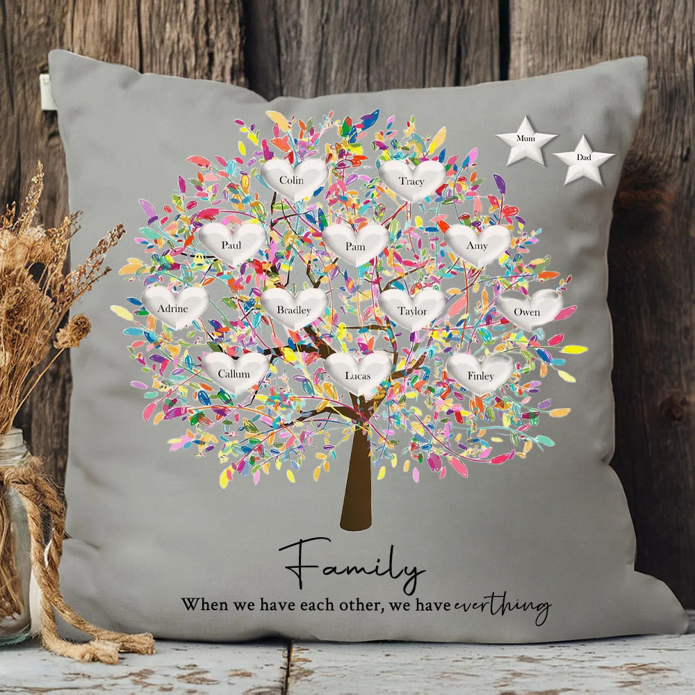 Personalized Family Tree Cushion Cover Family Tree Pillow Mother's Day Keepsake Unique Genealogy Gift