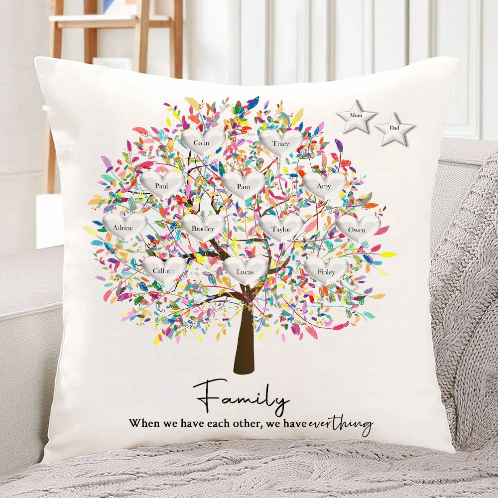 Personalized Family Tree Cushion Cover Family Tree Pillow Mother's Day Keepsake Unique Genealogy Gift