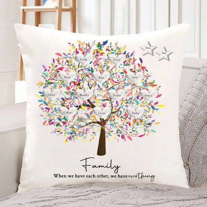 Personalized Family Tree Cushion Cover Family Tree Pillow Mother's Day Keepsake Unique Genealogy Gift