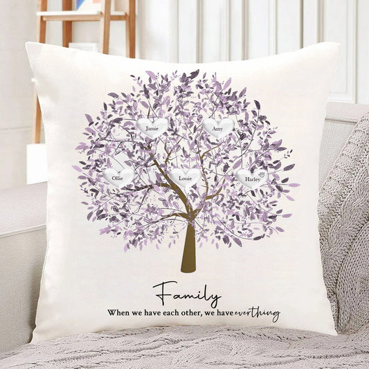 Personalized Family Tree Cushion Cover Mother's Day Family Tree Pillow Keepsake Unique Genealogy Gift