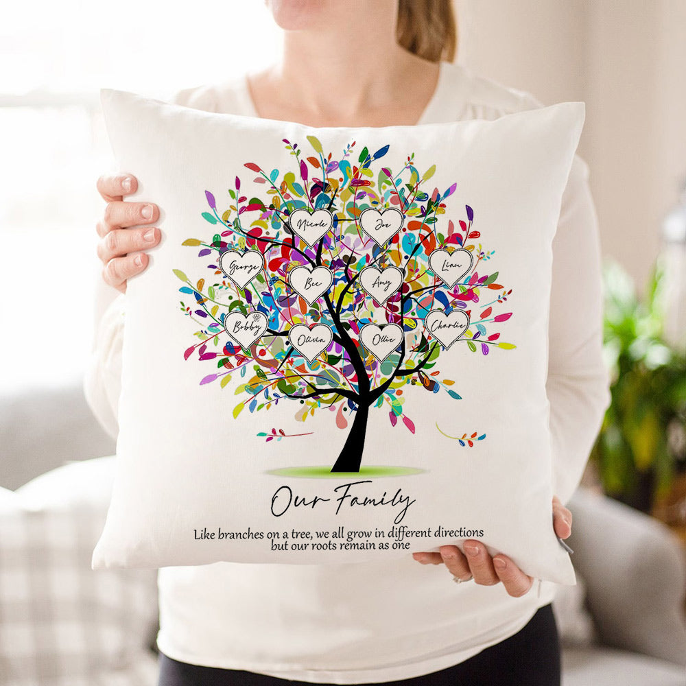 Personalized Family Tree Cushion Cover Mother's Day Family Tree Pillow Keepsake Unique Genealogy Gift