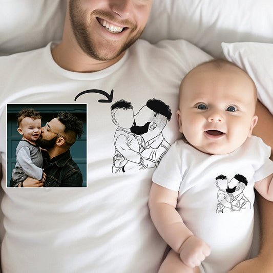Personalized Father Son Matching Shirts with Picture Dad and Me Matching Shirts Father’s Day Gift for Dad