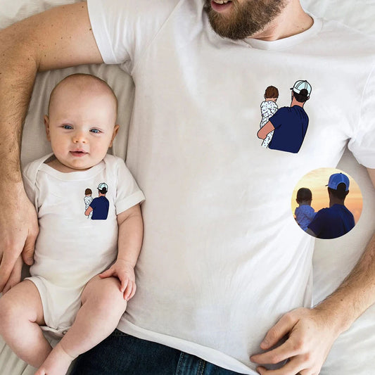 Personalized Dad and Me Matching Shirts with Picture Father Son Matching Shirts Father’s Day Gift for Dad