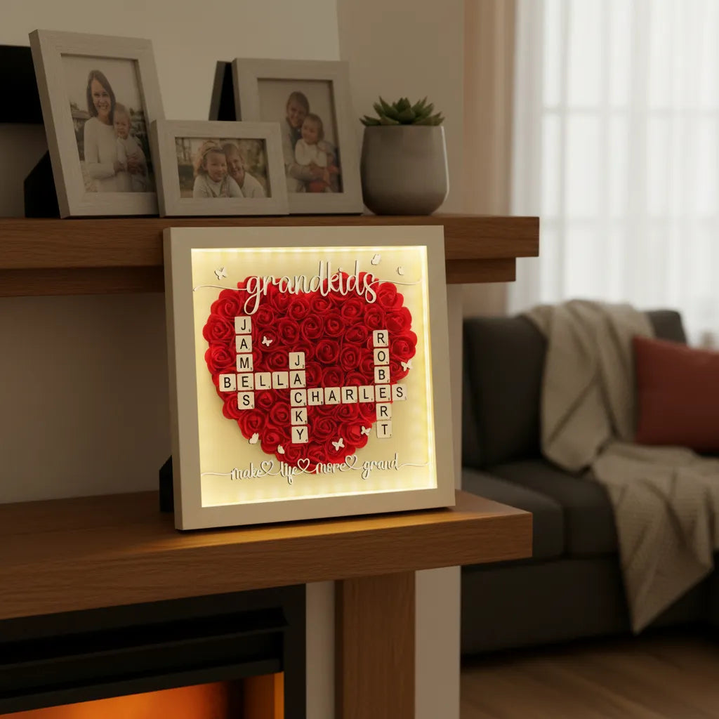 Personalized Family Names Heart Shadow Box Life More Grand Rose Shadow Box Mother's Day Gift