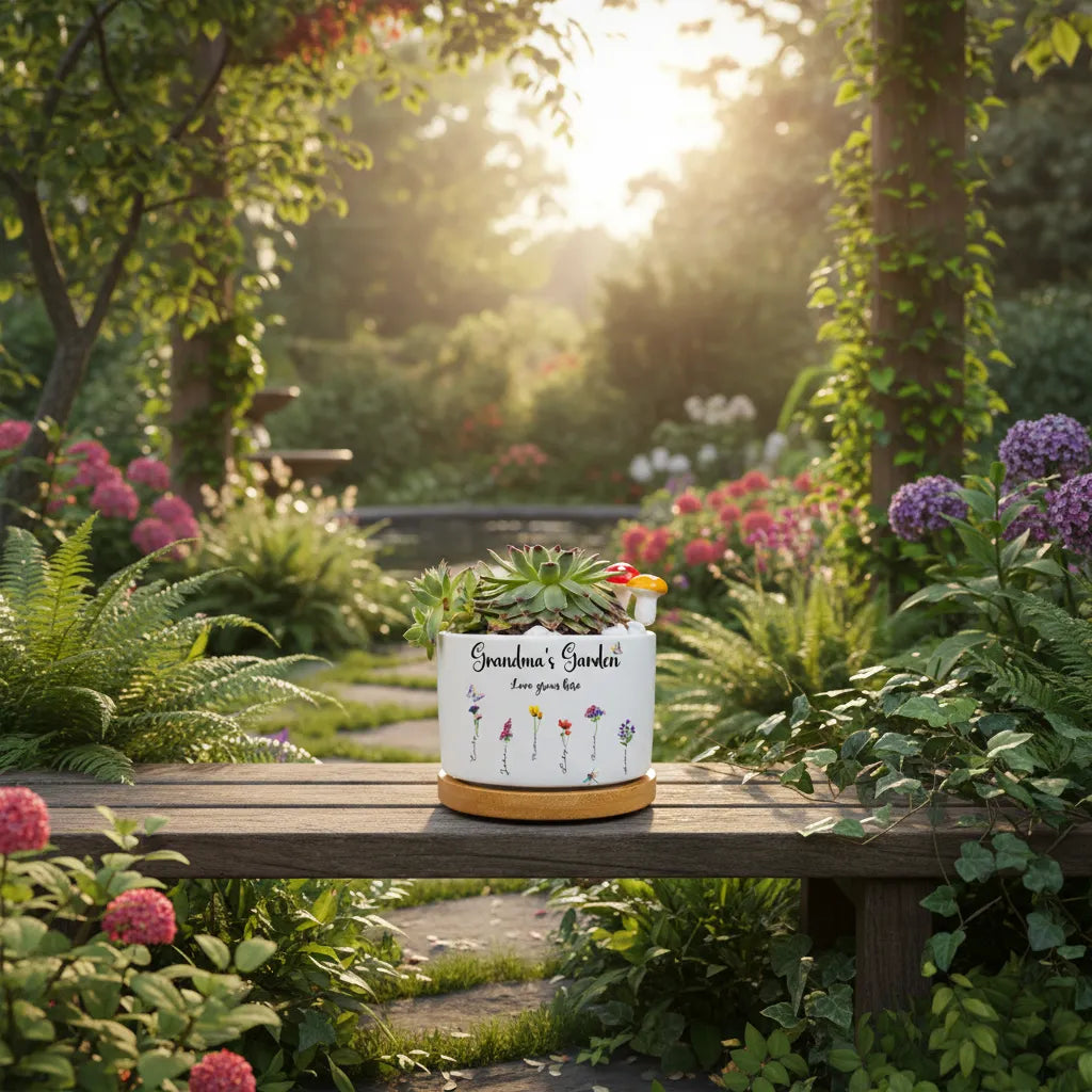 Personalized Birth Month Flower Pot Nana's Garden Planter with Grandkids' Names Mother's Day Gift