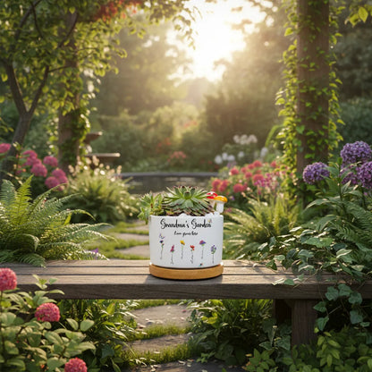 Personalized Birth Month Flower Pot Nana's Garden Planter with Grandkids' Names Mother's Day Gift
