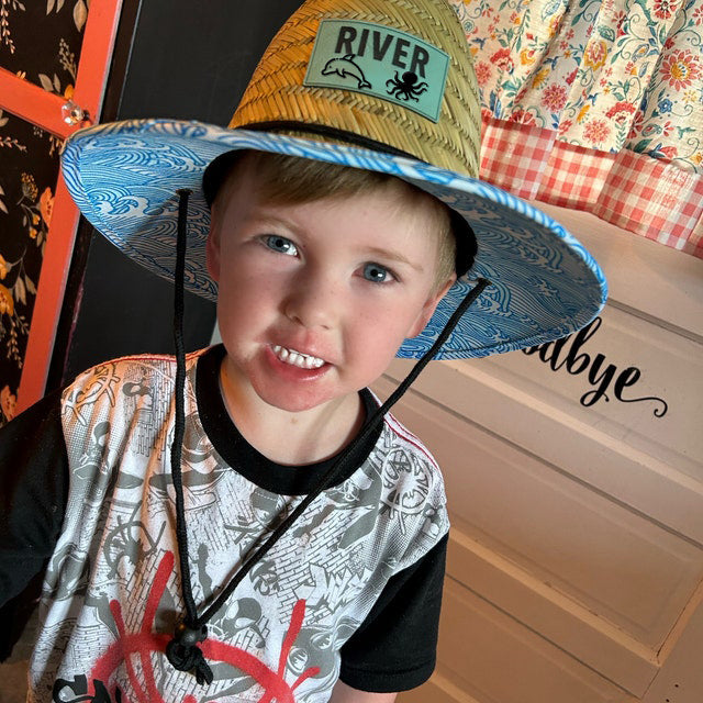 Personalized Leather Name Patch Straw Hat with Name and Symbols Sun Hat Gift for Toddler Child Adult