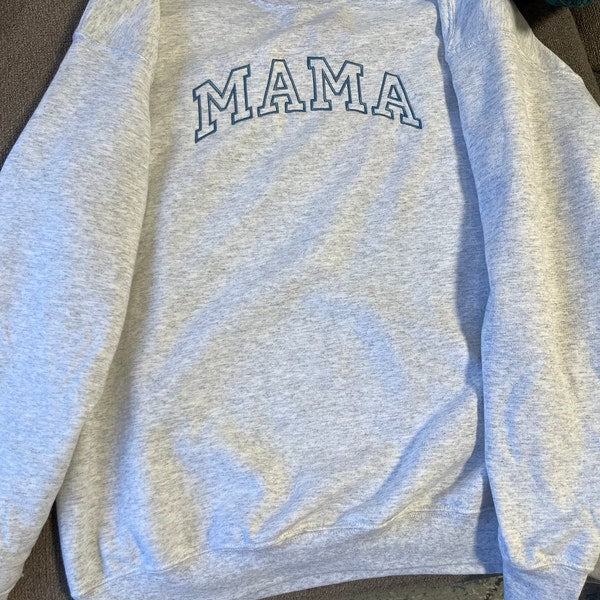 Personalized Embroidered Mama Sweatshirt with Kid Names on Sleeve