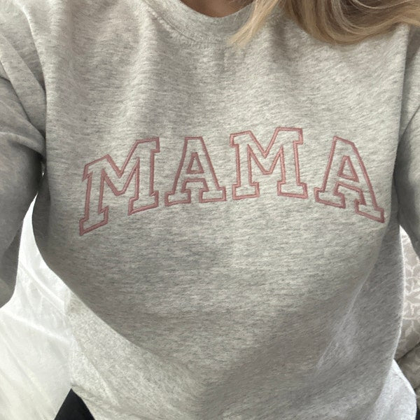 Personalized Embroidered Mama Sweatshirt with Kid Names on Sleeve