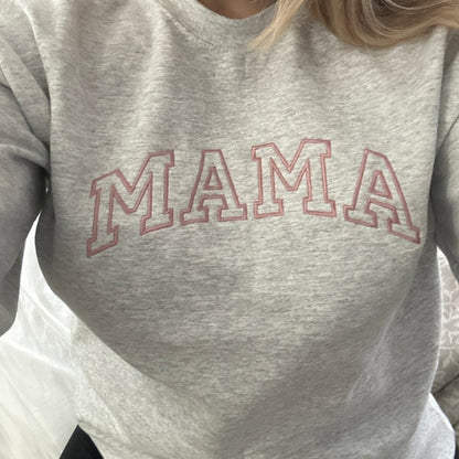Personalized Embroidered Mama Sweatshirt with Kid Names on Sleeve