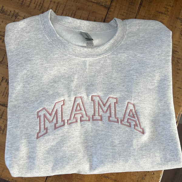 Personalized Embroidered Mama Sweatshirt with Kid Names on Sleeve