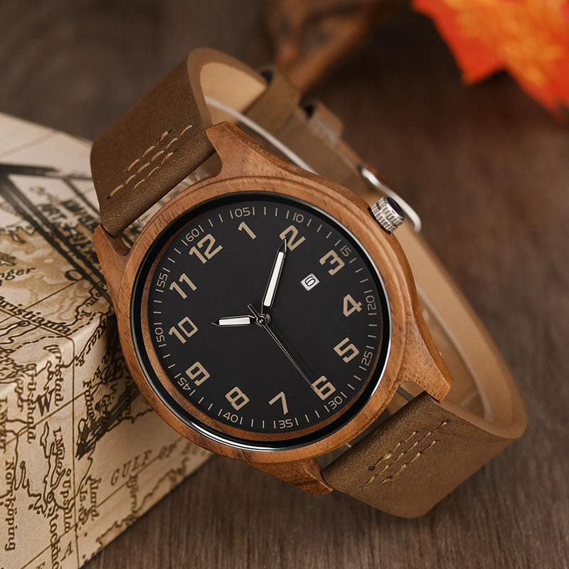 Personalized You Complete Me Men's Engraved Wooden Anniversary Watch Gift From Wife
