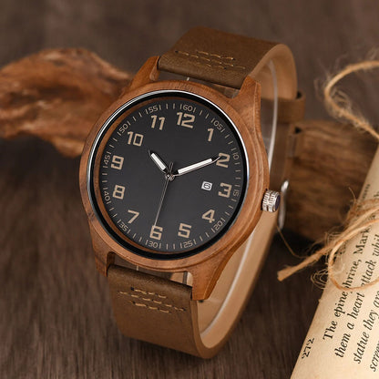 Personalized You Complete Me Men's Engraved Wooden Anniversary Watch Gift From Wife
