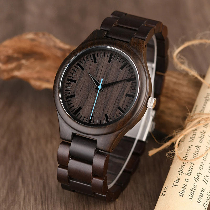 Personalized Adventure Awaits Men's Engraved Wooden Anniversary Watch Gift for Husband