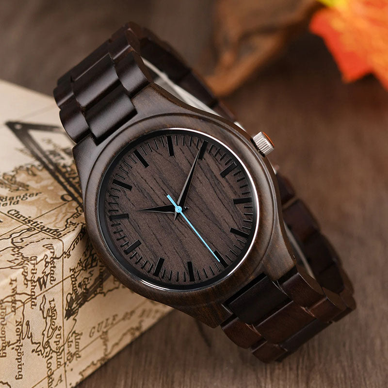 Personalized Adventure Awaits Men's Engraved Wooden Anniversary Watch Gift for Husband