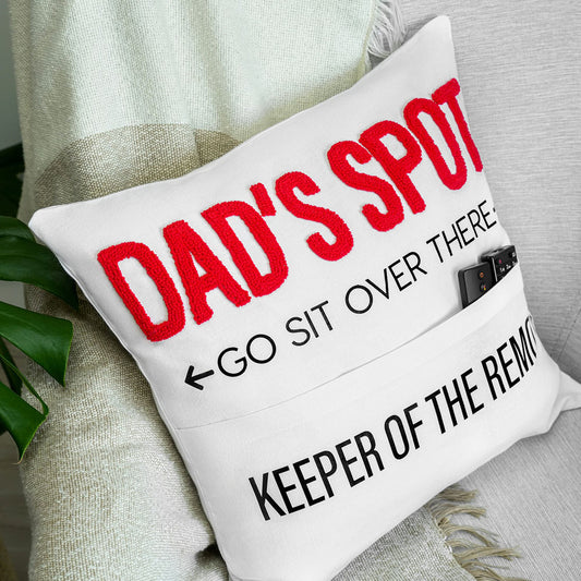 Personalized Dad Fathers Day Punch Needle Embroidered Pillow ift for Husband Papa Dad