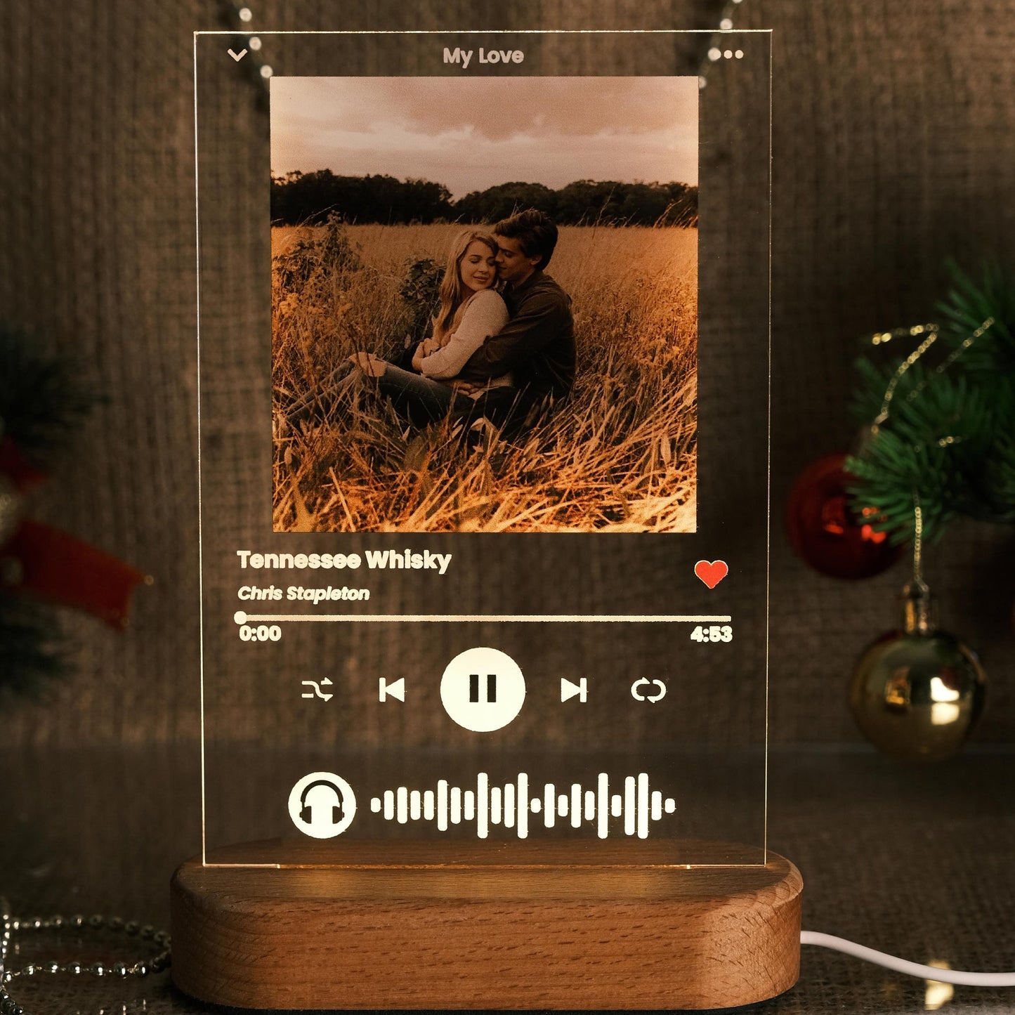 Personalized Music Photo Name Night Light for Couples