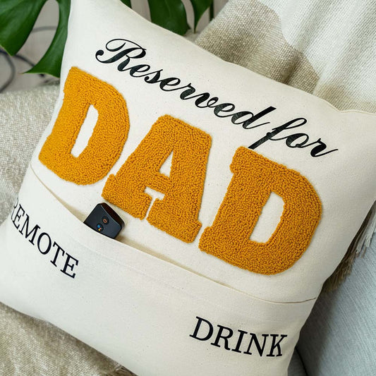 Personalized Dad Fathers Day Punch Needle Embroidered Pillow ift for Husband Papa Dad