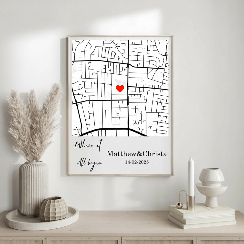 Personalized Where We Met City Map Print Romantic Gift For Him Or Her