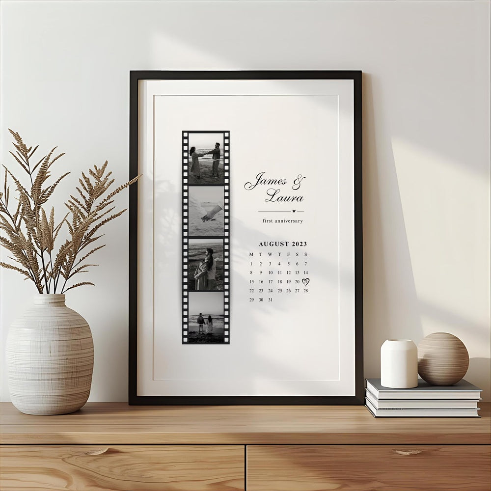 Personalized Couples Anniversary Gift Photo Print Art with Calendar