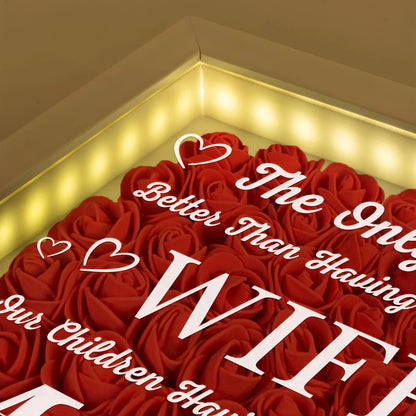 Personalized Flower Shadow Box With LED Light Having You As My Wife Mother's Day Gift