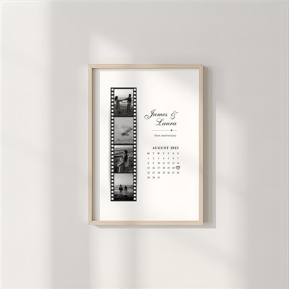 Personalized Couples Anniversary Gift Photo Print Art with Calendar