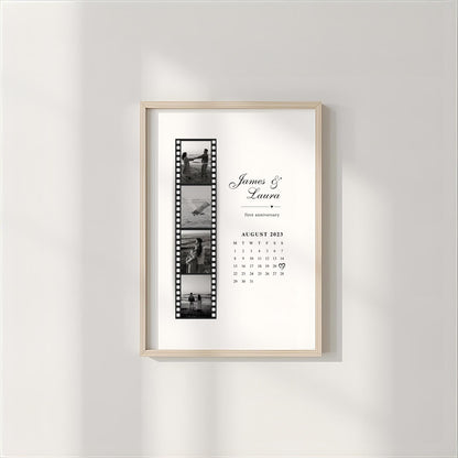 Personalized Couples Anniversary Gift Photo Print Art with Calendar