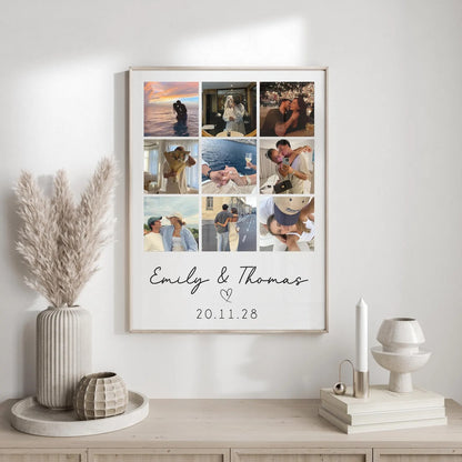 Personalized Couple Photo Collage Print Valentines Gift