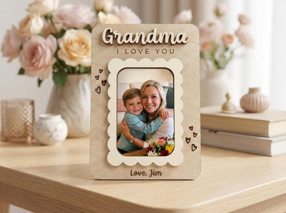 Personalized Photo Magnet for Mom Grandma Wood Picture Frame Mother's Day Gift