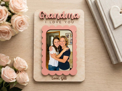 Personalized Photo Magnet for Mom Grandma Wood Picture Frame Mother's Day Gift