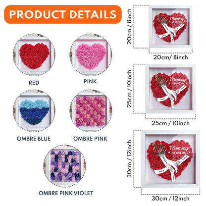 Personalized We Love You Mommy Hand Holding Flower Shadow Box For Mom Gift with Names Mother's Day Gift