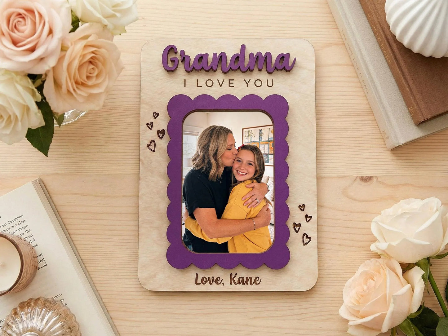 Personalized Photo Magnet for Mom Grandma Wood Picture Frame Mother's Day Gift