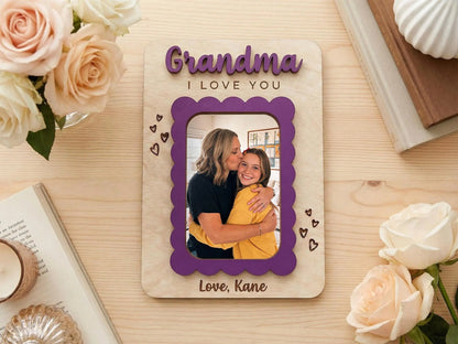 Personalized Photo Magnet for Mom Grandma Wood Picture Frame Mother's Day Gift
