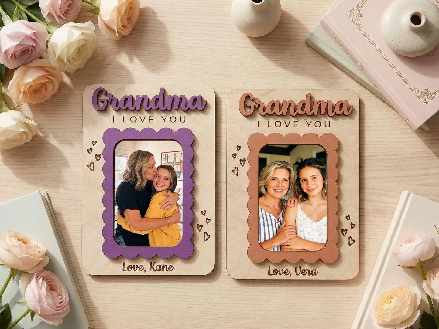 Personalized Photo Magnet for Mom Grandma Wood Picture Frame Mother's Day Gift