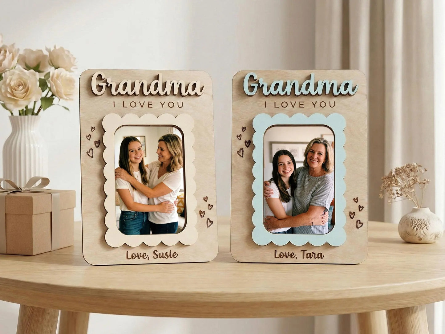 Personalized Photo Magnet for Mom Grandma Wood Picture Frame Mother's Day Gift