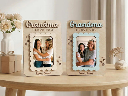 Personalized Photo Magnet for Mom Grandma Wood Picture Frame Mother's Day Gift