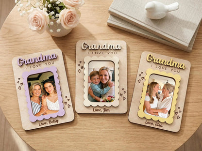 Personalized Photo Magnet for Mom Grandma Wood Picture Frame Mother's Day Gift