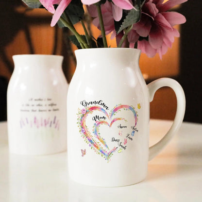 Personalized Grandma Heart Flower Vase with Names Mother's Day Gift