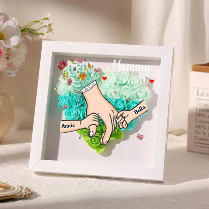 Personalized Mom Flower Shadow Box Roses Shadow Box with Names Mother's Day Gift