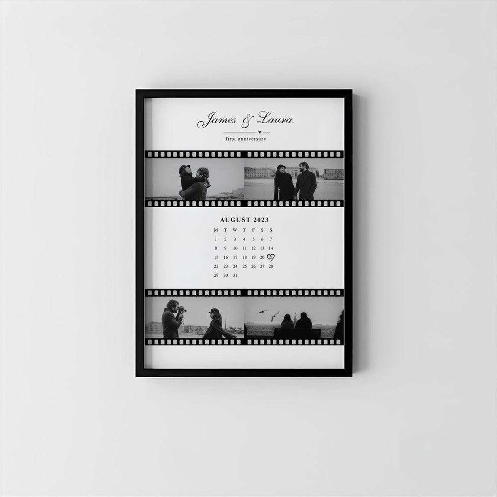 Personalized Couple Film Style Wall Art Photo Print With Calendar