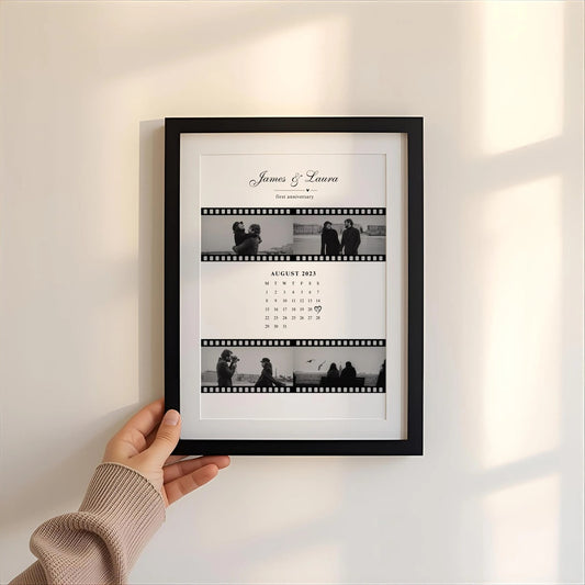 Personalized Couple Film Style Wall Art Photo Print With Calendar