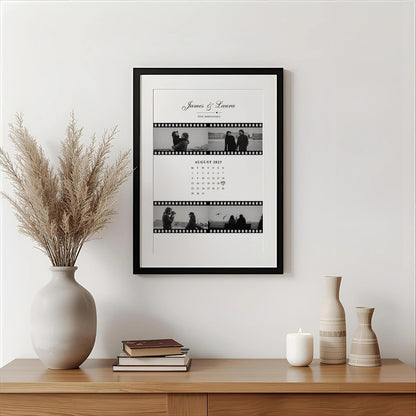 Personalized Couple Film Style Wall Art Photo Print With Calendar