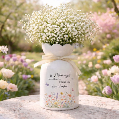 Personalized Wildflower Ceramic Flower Vase with Name Mother's Day Gift for Mom