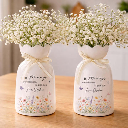 Personalized Wildflower Ceramic Flower Vase with Name Mother's Day Gift for Mom